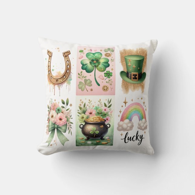 Lucky Symbols, Irish, St. Patrick's Day Pillow Kudde (Framsida)