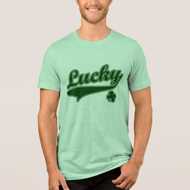 Lucky T-Shirt, Lundj St. Patricks Day T-shirt I Triblend-tyg (Framsida)