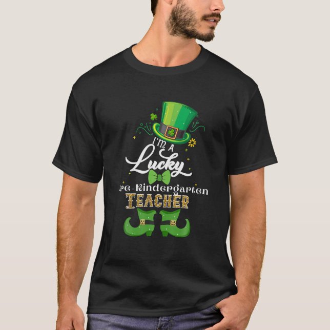 Lucky Teacher Pre-K Lycklig St patricks day Leprec T Shirt (Framsida)