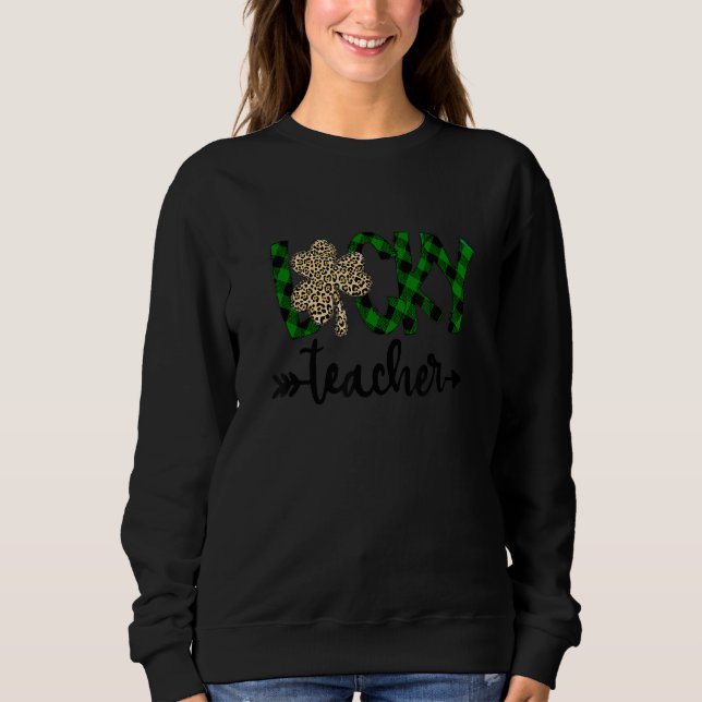 Lucky Teacher Shamrock Leopard Play St Patricks D T Shirt (Framsida)