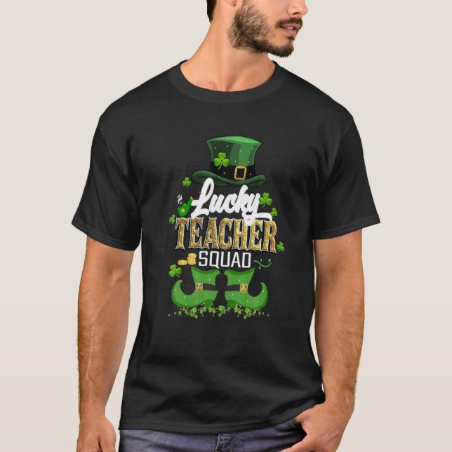 Lucky Teacher Squad Lycklig St patricks day Leprec T Shirt (Framsida)