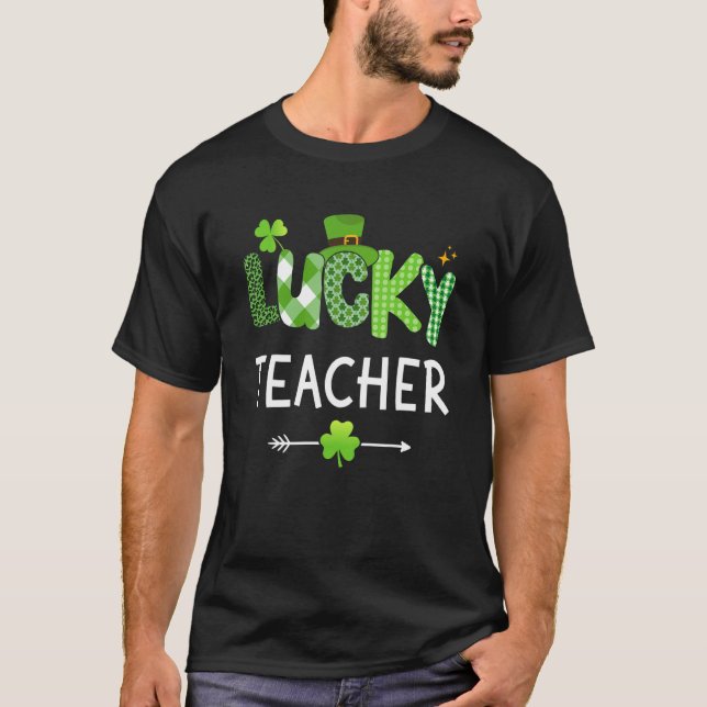 Lucky teacher with shamrock for St Patricks day sc T Shirt (Framsida)