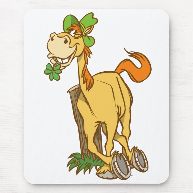 Lucky Tecknad Horse on St patrick's day moussepad Musmatta (Framsidan)