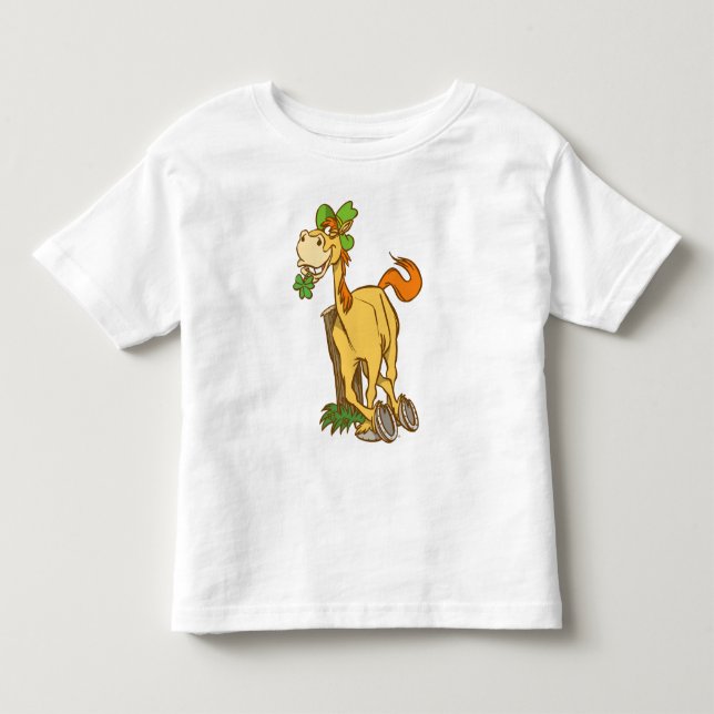 Lucky Tecknad Horse St patrick's day KidsT-shirt Tröja (Framsida)