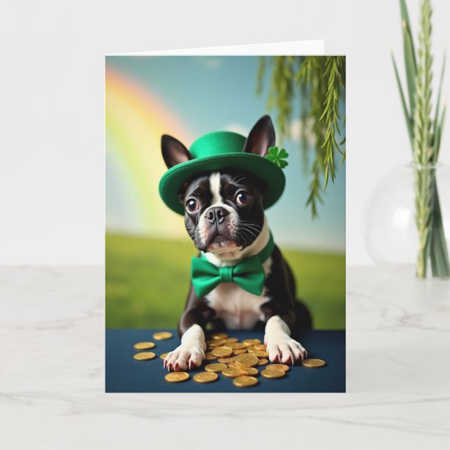 Lucky Terrier St Patricks Day Card Kort (Framsida)