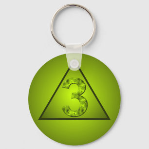 Lucky Three Grönt Mystic Number Triangle Nyckelring