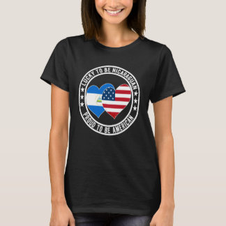 Lucky To Be Nicaraguan Proud To Be American Flag G T Shirt