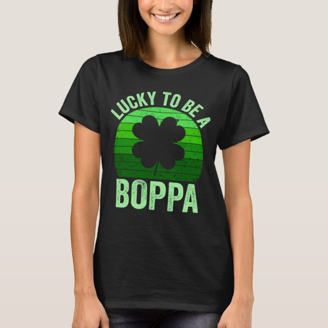 Lucky To Be Poppa Leprechaun Shamrock St Patricks  T Shirt (Framsida)