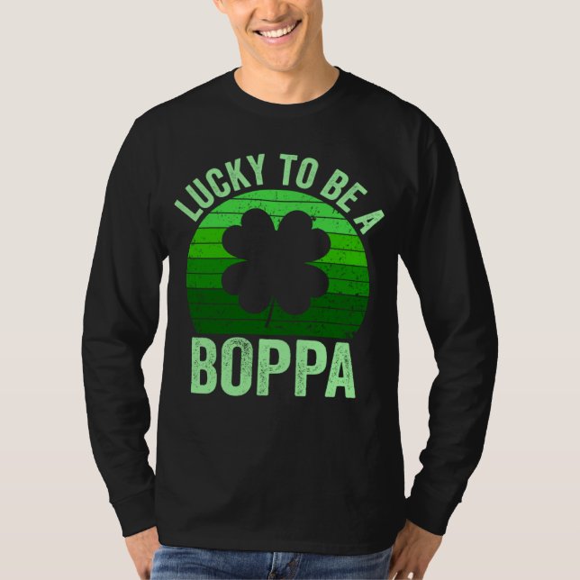 Lucky To Be Poppa Leprechaun Shamrock St Patricks  T Shirt (Framsida)