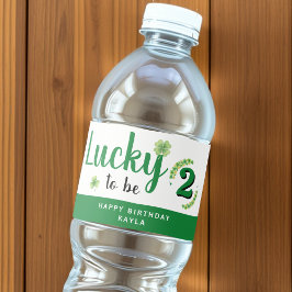 Lucky to be St Patrick's Day Clover Kids Birthday Vattenflaskor Etikett