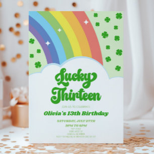 Lucky Tretton Rainbow 13:e Födelsedagsfesten Inbjudningar