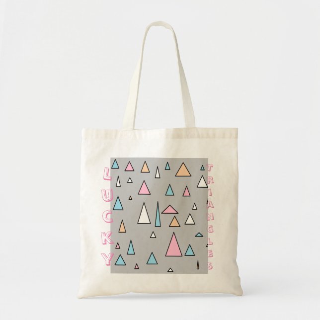 Lucky Triangles Pastel Färger Shoppingbag Tygkasse (Framsidan)
