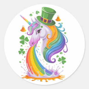 Lucky Unicorn Shamrock St patricks day Lepricorn Runt Klistermärke