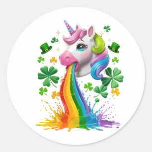 Lucky Unicorn Shamrock St patricks day Lepricorn Runt Klistermärke