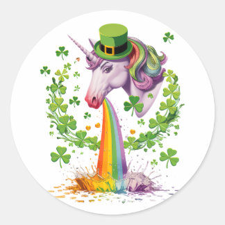 Lucky Unicorn Shamrock St patricks day Lepricorn Runt Klistermärke