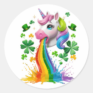 Lucky Unicorn Shamrock St patricks day Lepricorn Runt Klistermärke