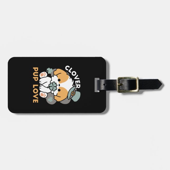 Lucky Valp med Klöver - St. Patrick's Day Gift Bagagebricka (Horisontell Framsida)