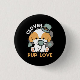 Lucky Valp med Klöver - St. Patrick's Day Gift Knapp