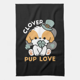 Lucky Valp med Klöver - St. Patrick's Day Gift Kökshandduk