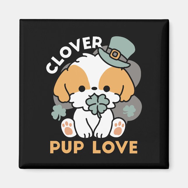 Lucky Valp med Klöver - St. Patrick's Day Gift Magnet (Framsidan)