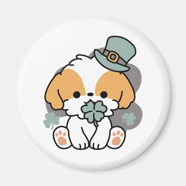 Lucky Valp med Klöver - St. Patrick's Day Gift Magnet (Framsidan)