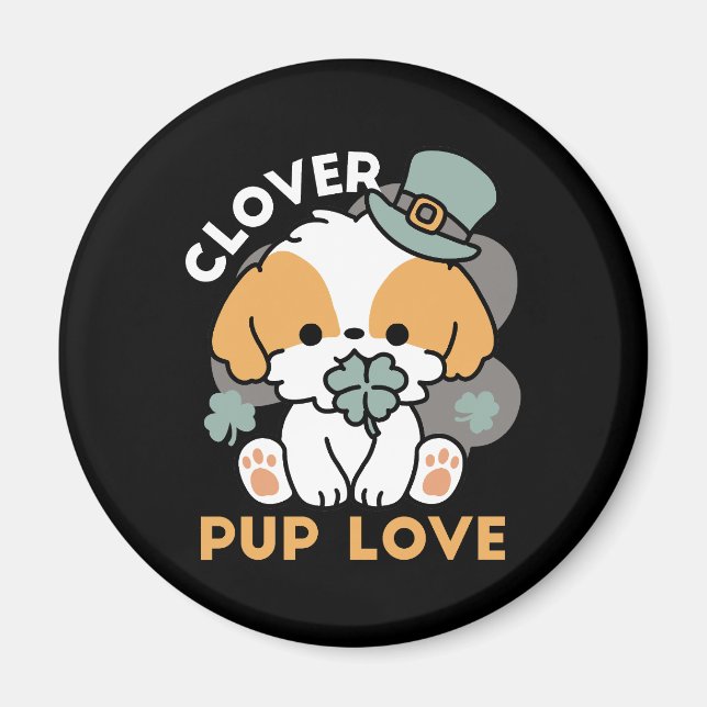Lucky Valp med Klöver - St. Patrick's Day Gift Magnet (Framsidan)