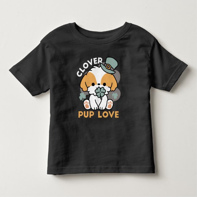 Lucky Valp med Klöver - St. Patrick's Day Gift T Shirt (Framsida)