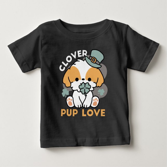 Lucky Valp med Klöver - St. Patrick's Day Gift T Shirt (Framsida)