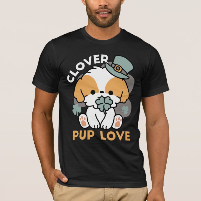 Lucky Valp med Klöver - St. Patrick's Day Gift T Shirt (Framsida)