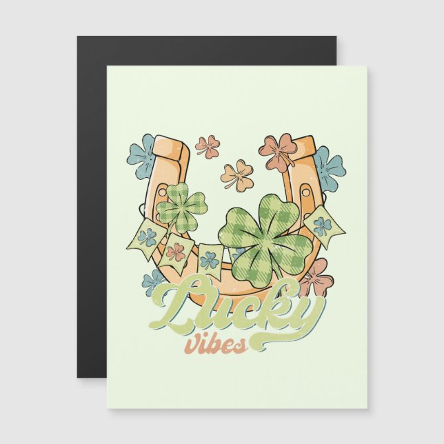 Lucky Vibes - Colorful Klöver & Golden Horseshoe (Fram/baksida)