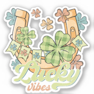 Lucky Vibes - Colorful Klöver & Golden Horseshoe Klistermärken
