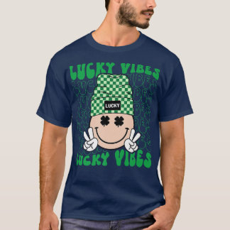 Lucky Vibes Hippie Groovy St patricks day Shamrock T Shirt