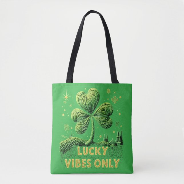 Lucky Vibes Only Garn Clover St. Patrick's Day Tygkasse (Framsida)