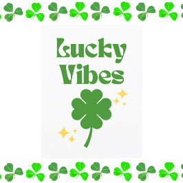 Lucky Vibes St. Patrick's Day Vykort