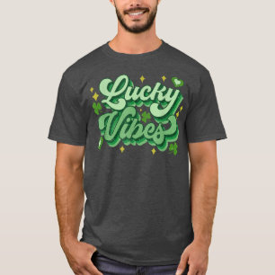 Lucky Vibes Women Retro St patricks day Funny Gra T Shirt