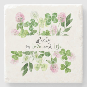 Lucky Watercolor Klöver Flowers Stenunderlägg