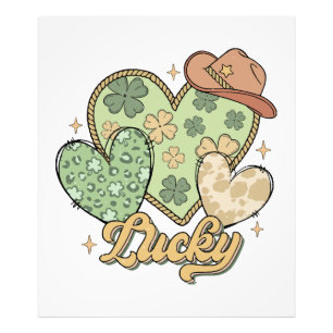 Lucky Western St patricks day Heart Shamrock Irish Fototryck