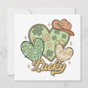 Lucky Western St patricks day Heart Shamrock Irish Inbjudningar