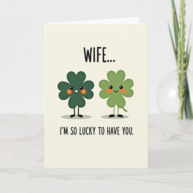 Lucky Wife Shamrock Art Card Kort (Framsida)