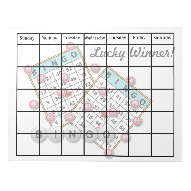 Lucky Winner Bingo Theme Blank Calendar Anteckningsblock (Framsida)