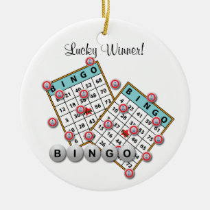 Lucky Winner Bingo Theme Dedication Julgransprydnad Keramik