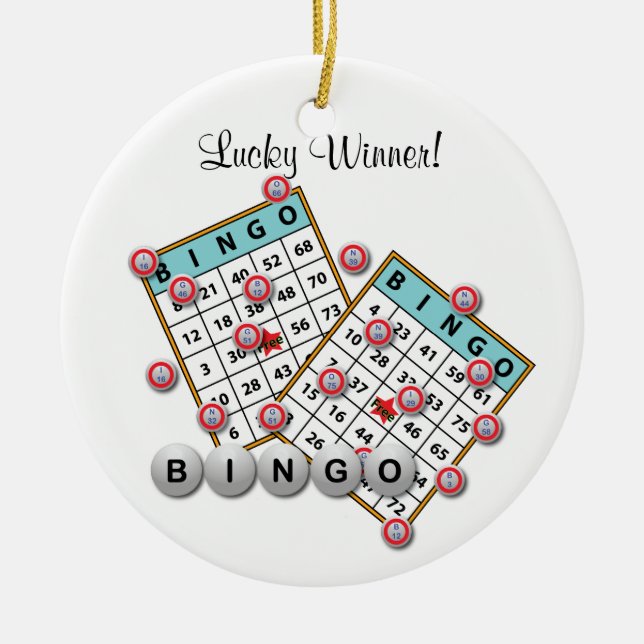 Lucky Winner Bingo Theme Dedication Julgransprydnad Keramik (Framsidan)