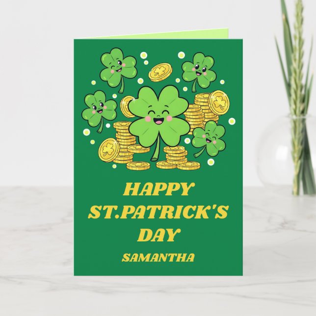 Lucky Wishes St. Patrick’s Day Kort (Framsida)