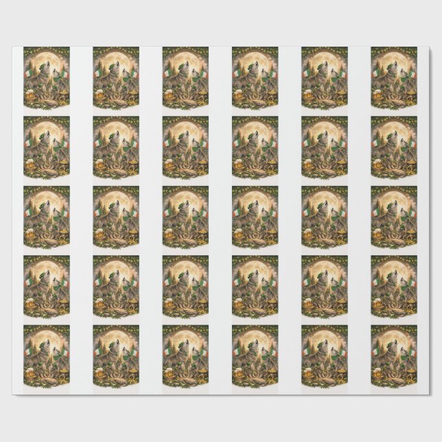 Lucky Wolf Pack – St. Patrick's Day Familjehurande Presentpapper (Platt)