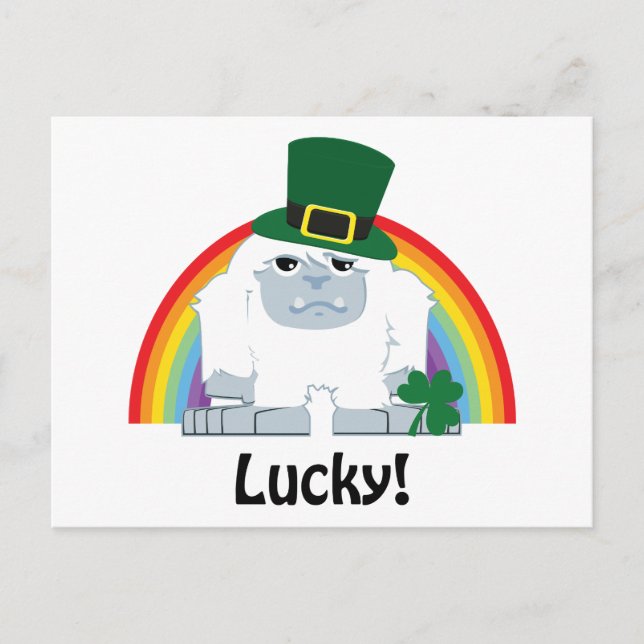 Lucky Yeti Leprechaun Vykort (Framsida)