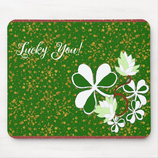 Lucky You Grönt Shamrock Saint patrick's day Musmatta (Framsidan)