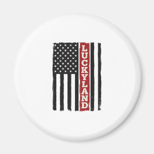 Luckyland Vertikal Patriotisk Flagga Vintage Magnet