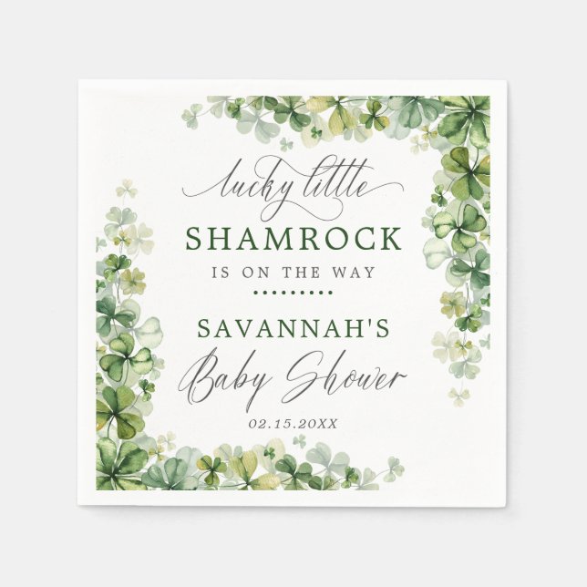 LuckyLittle Shamrock St. Patrick Day Baby Shower Pappersservett (Framsidan)