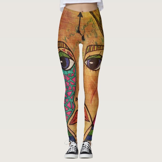 LuckyPen konstdamasker Leggings (Framsida)