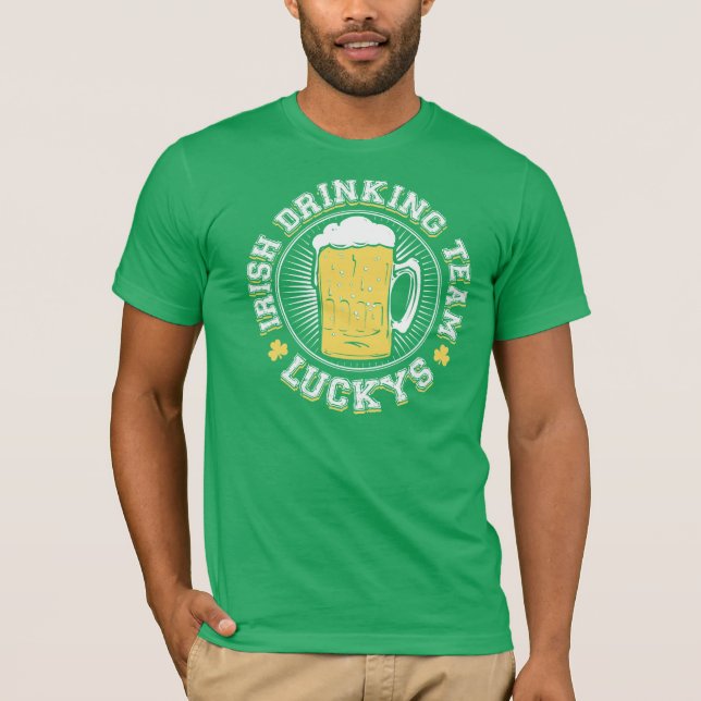Luckys irländskt dricka lag t shirt (Framsida)